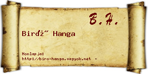 Biró Hanga névjegykártya